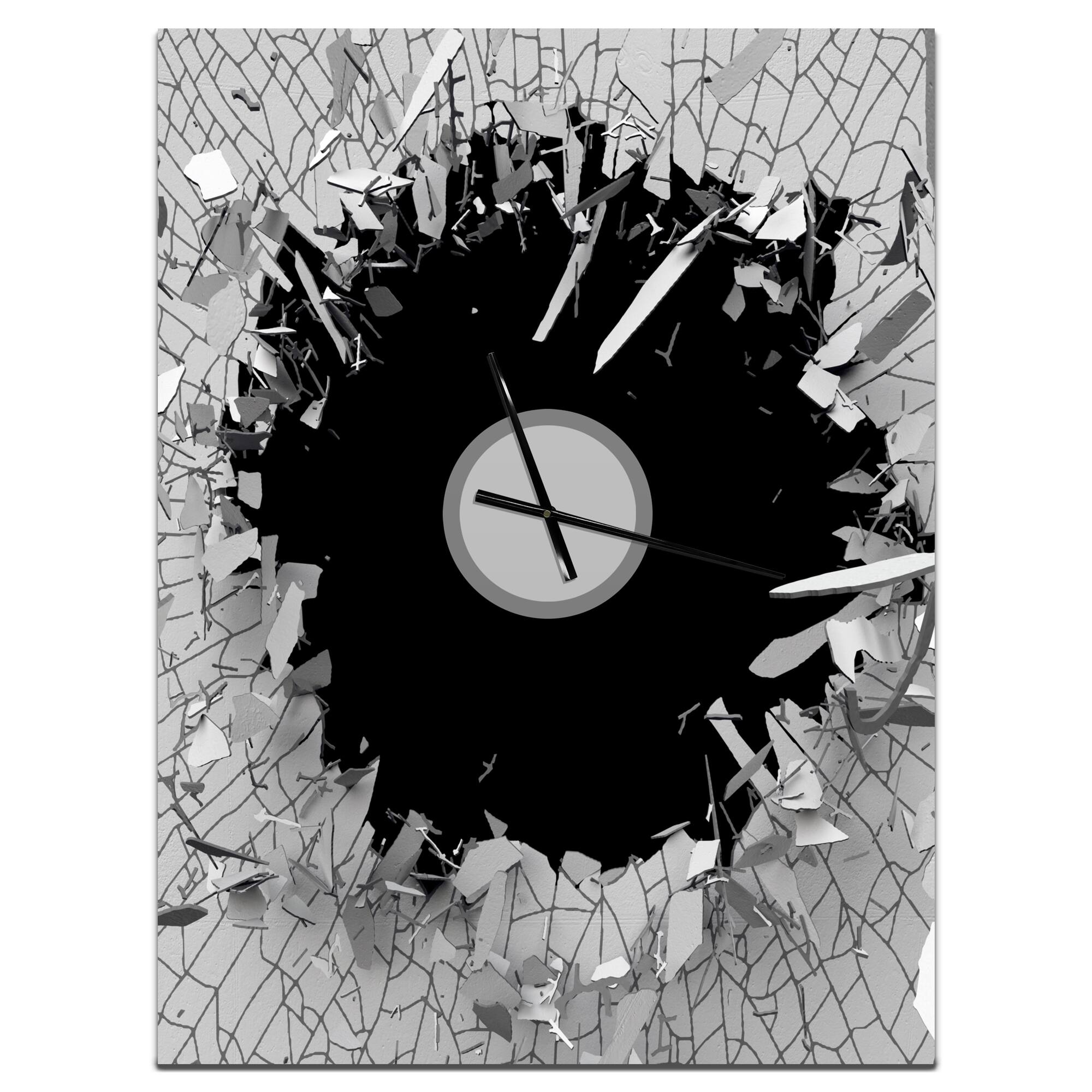 Designart Abstract Broken Wall 3D Design Rectangular Wall Clock